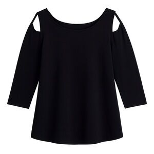 NWT Casual Living Cold Shoulder Top Cotton Summer Shirt Spring Resort Black L